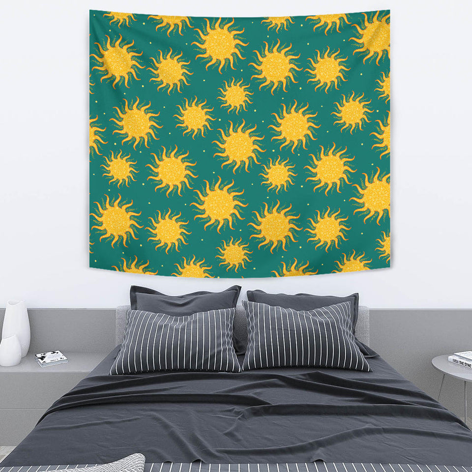 Sun Green Background Wall Tapestry