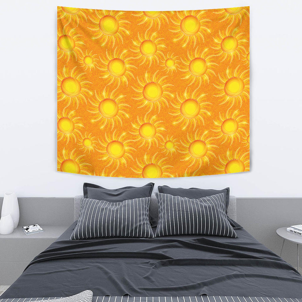 Sun Orange Background Wall Tapestry