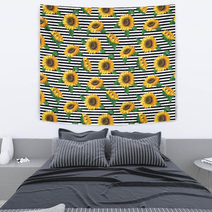 Sunflowers Ribbon Background Wall Tapestry