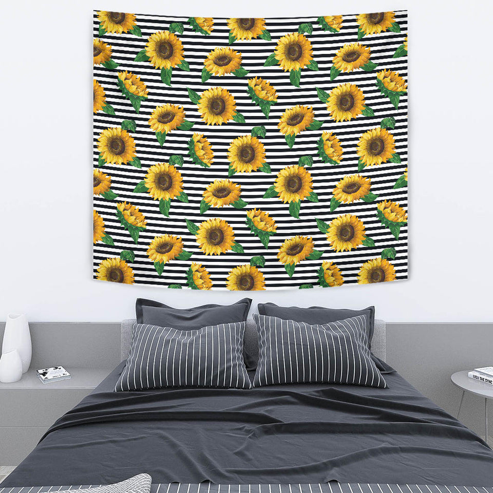 Sunflowers Ribbon Background Wall Tapestry