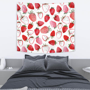 Watercolor Hand Drawn Beautiful Strawberry Pattern Wall Tapestry