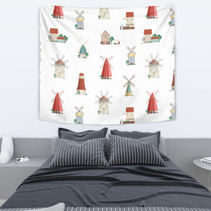 Windmill Design Pattern Wall Tapestry