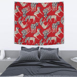 Zebra Abstract Red Background Wall Tapestry