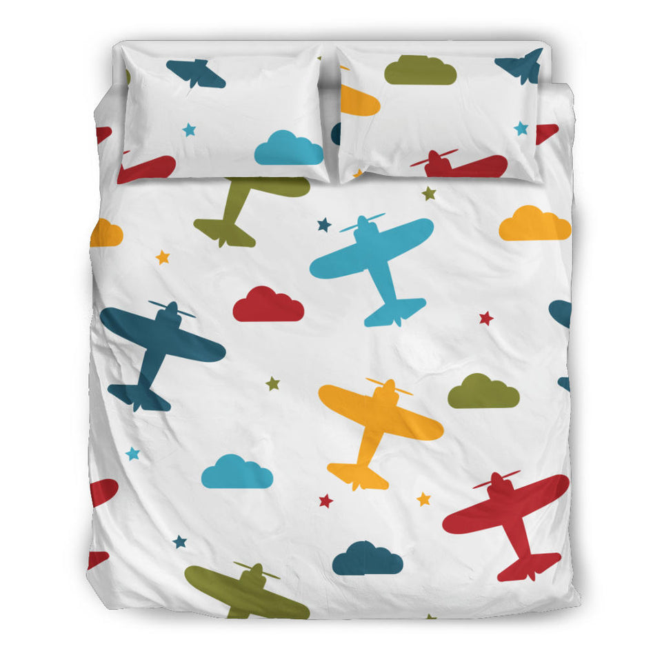 Airplane Star Cloud Colorful  Bedding Set