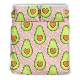 Avocado Heart Pink Background  Bedding Set