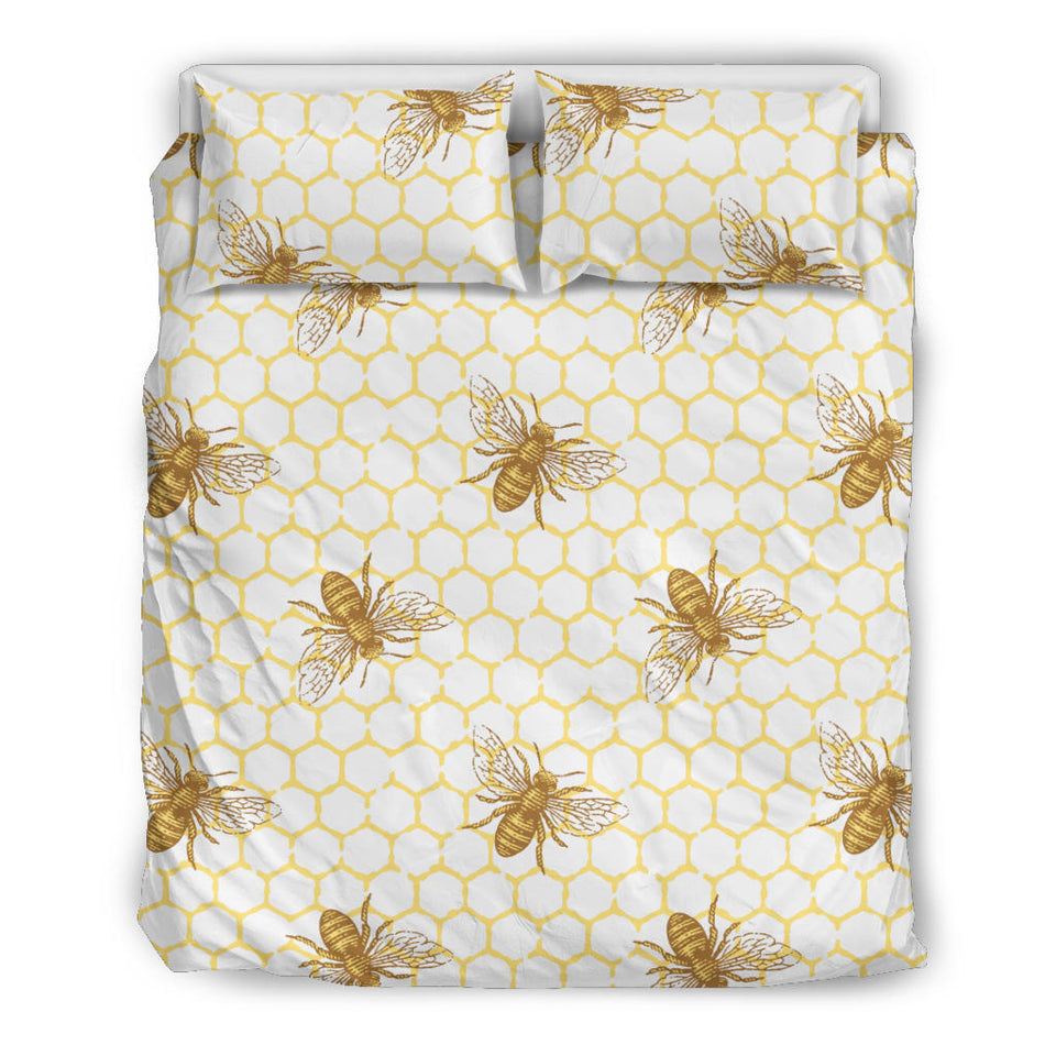 Bee Honeycomb Seamless Design Pattern  Bedding Set