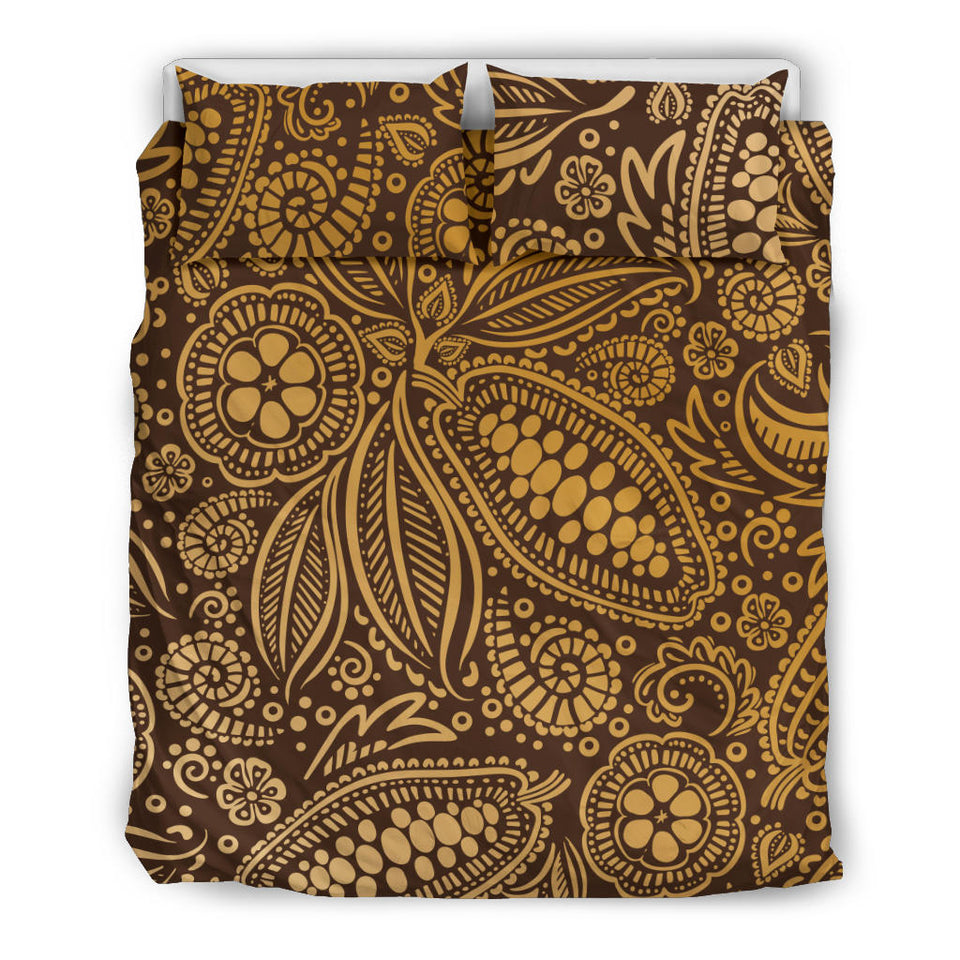 Cocoa Beans Tribal Polynesian Pattern Background  Bedding Set