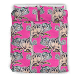 Chameleon Lizard Pattern Pink Background  Bedding Set