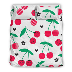 Cherry Pattern White Background  Bedding Set