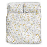 Christmas Tree Christmas Element Silver Gold Pattern  Bedding Set