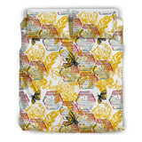 Cool Bee Honeycomb Leaves Pattern  Bedding Set