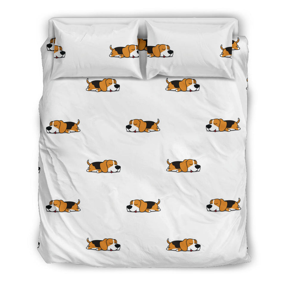 Cute Beagle Dog Sleeping Pattern  Bedding Set