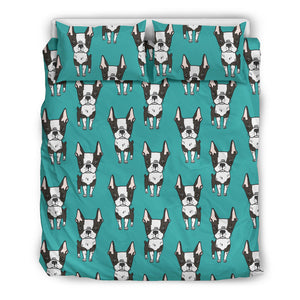 Hand Drawn Boston Terrier Dog Pattern  Bedding Set