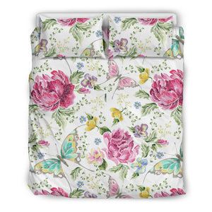 Hand Drawn Butterfly Rose  Bedding Set