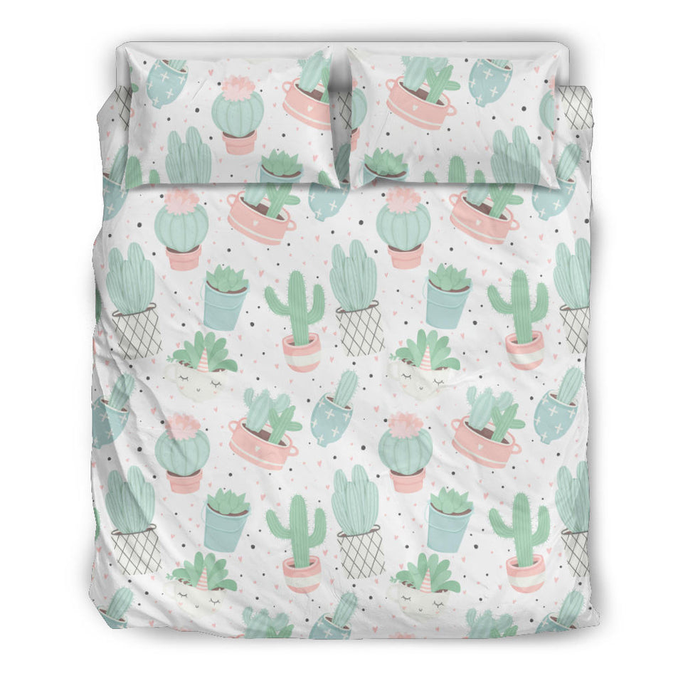 Pastel Color Cactus Pattern   Bedding Set