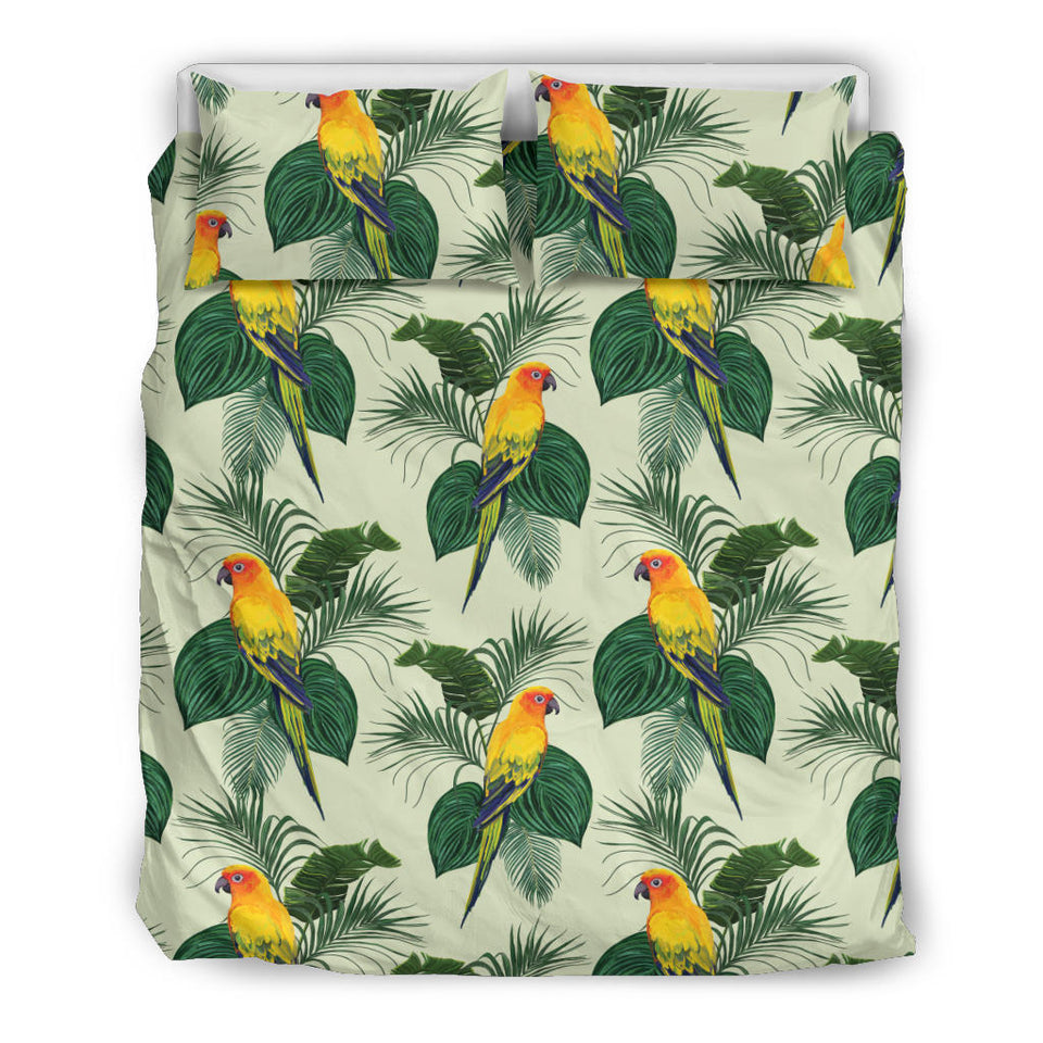 Beautiful Parrot Palm Leaves Pattern Bedding Set