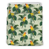 Beautiful Parrot Palm Leaves Pattern Bedding Set