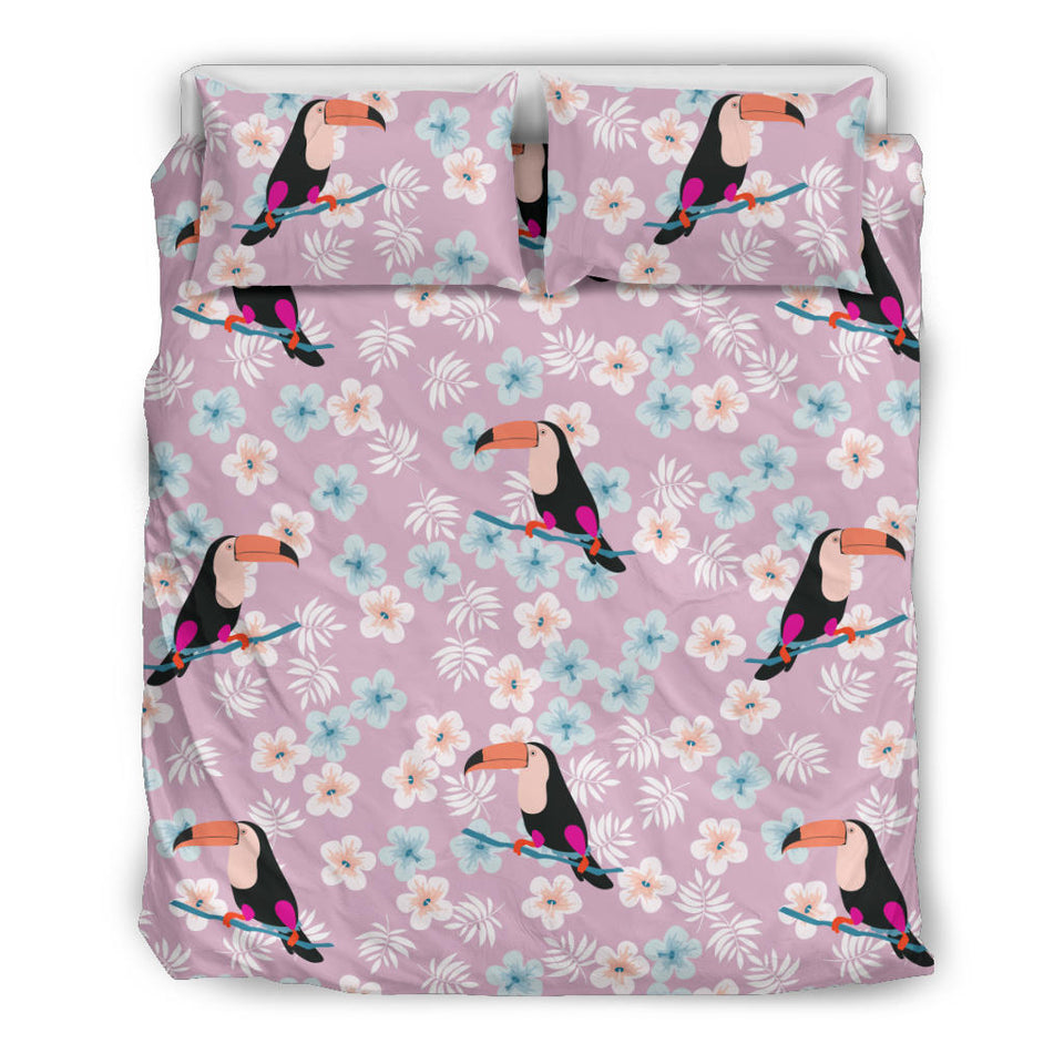 Beautiful Toucan Flower Leaves Bedding Set