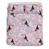 Beautiful Toucan Flower Leaves Bedding Set