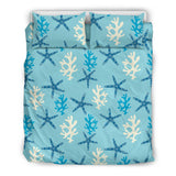 Blue Starfish Coral Reef Pattern Bedding Set