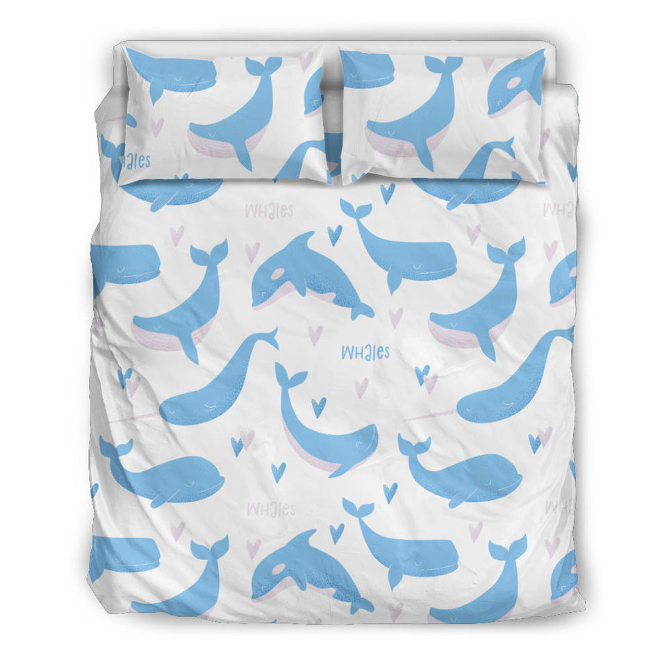 Blue Whale Pattern Bedding Set