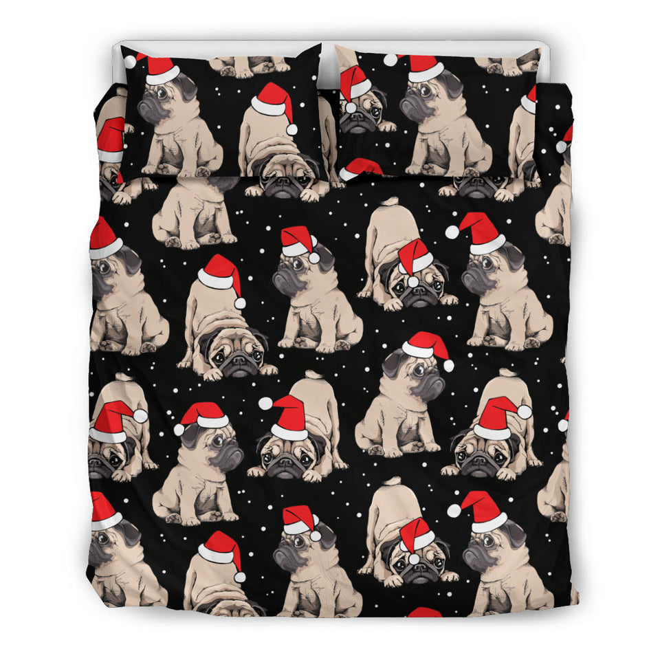 Christmas Pugs Santa_S Red Cap Pattern Bedding Set
