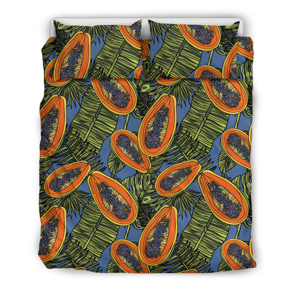 Colorful Papaya Tropical Leaves Bedding Set