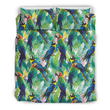 Colorful Parrot Exotic Flower Leaves Bedding Set
