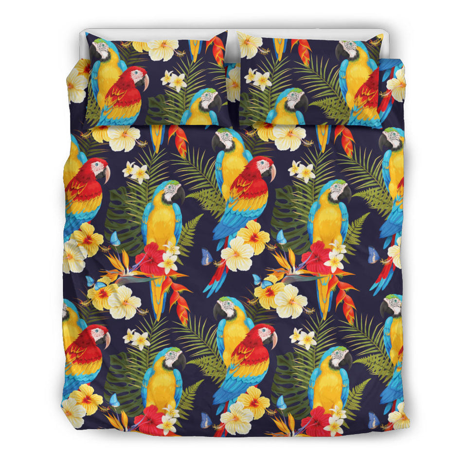 Colorful Parrot Flower Pattern Bedding Set