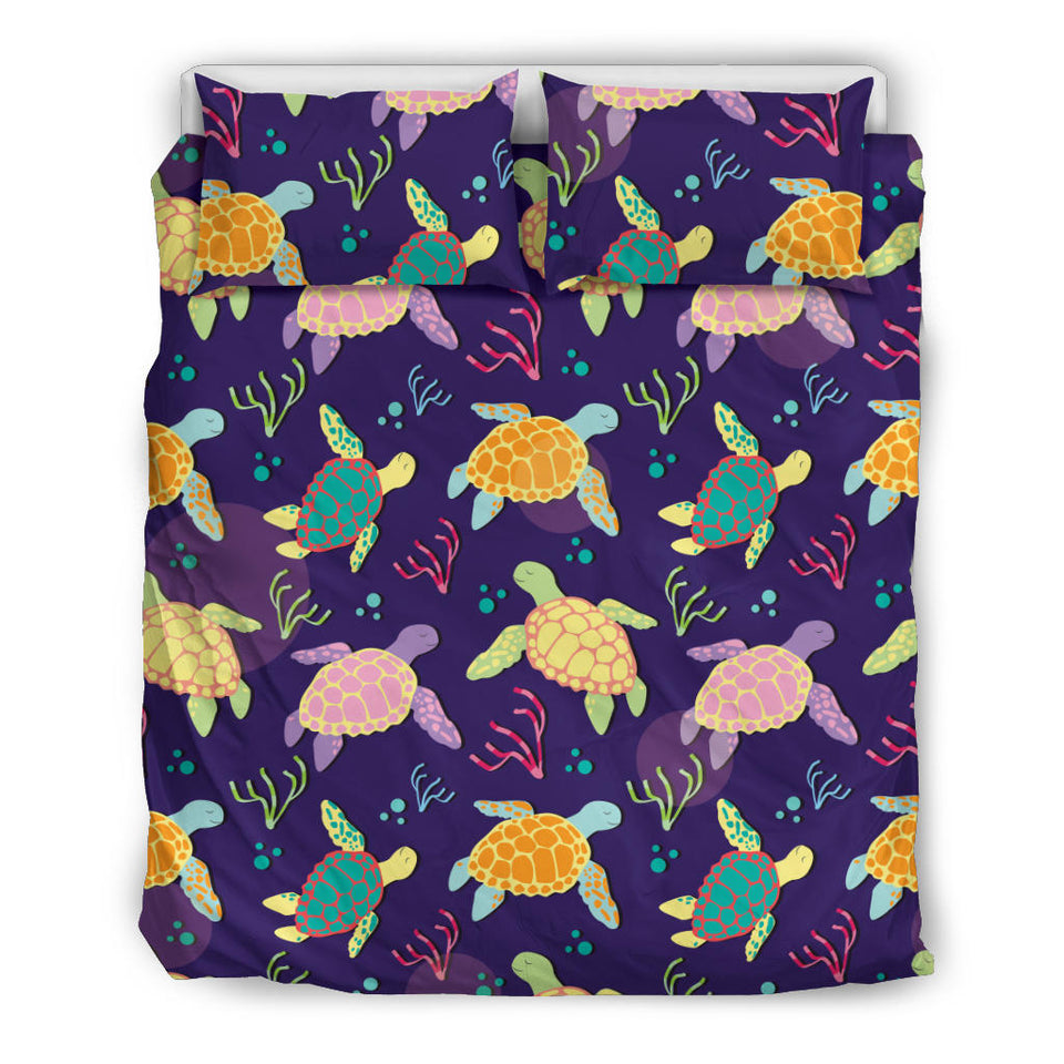 Colorful Sea Turtle Pattern Bedding Set