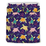 Colorful Sea Turtle Pattern Bedding Set