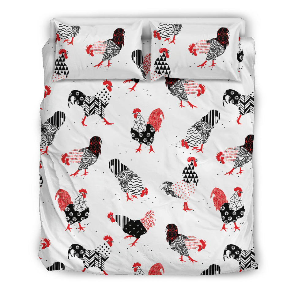 Cool Rooster Chicken Cock Floral Ornament Background Bedding Set