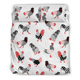Cool Rooster Chicken Cock Floral Ornament Background Bedding Set