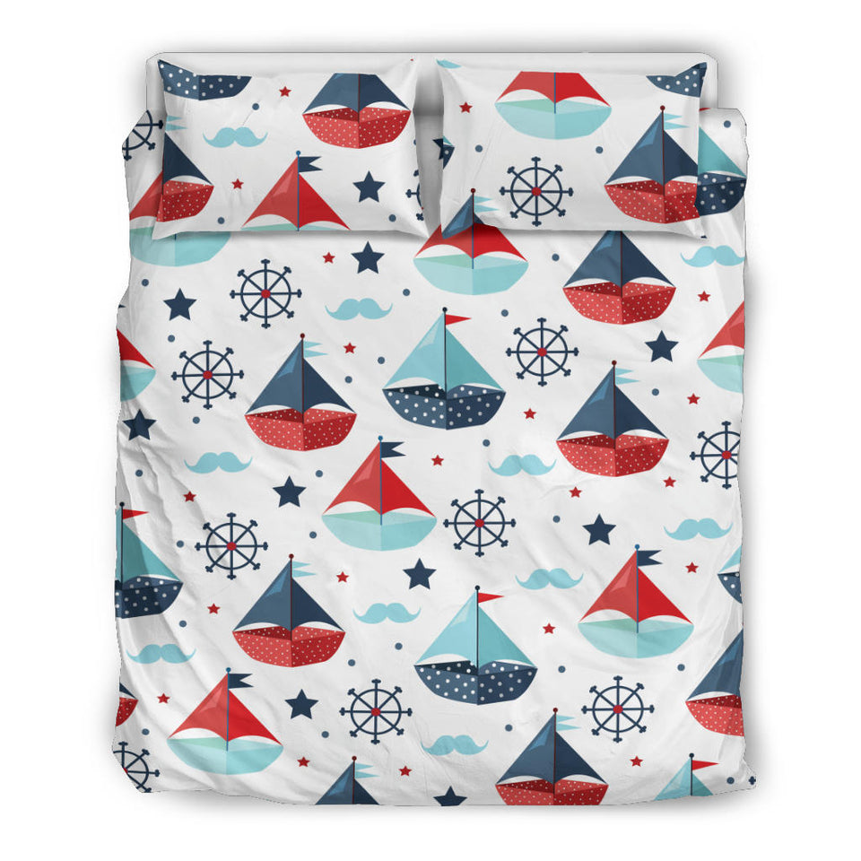 Cute Color Paper Sailboat Pattern Bedding Set