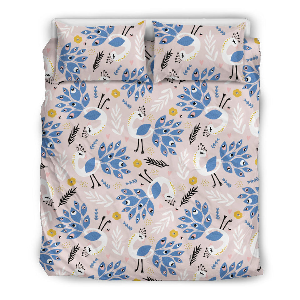 Cute Peacock Pattern Bedding Set