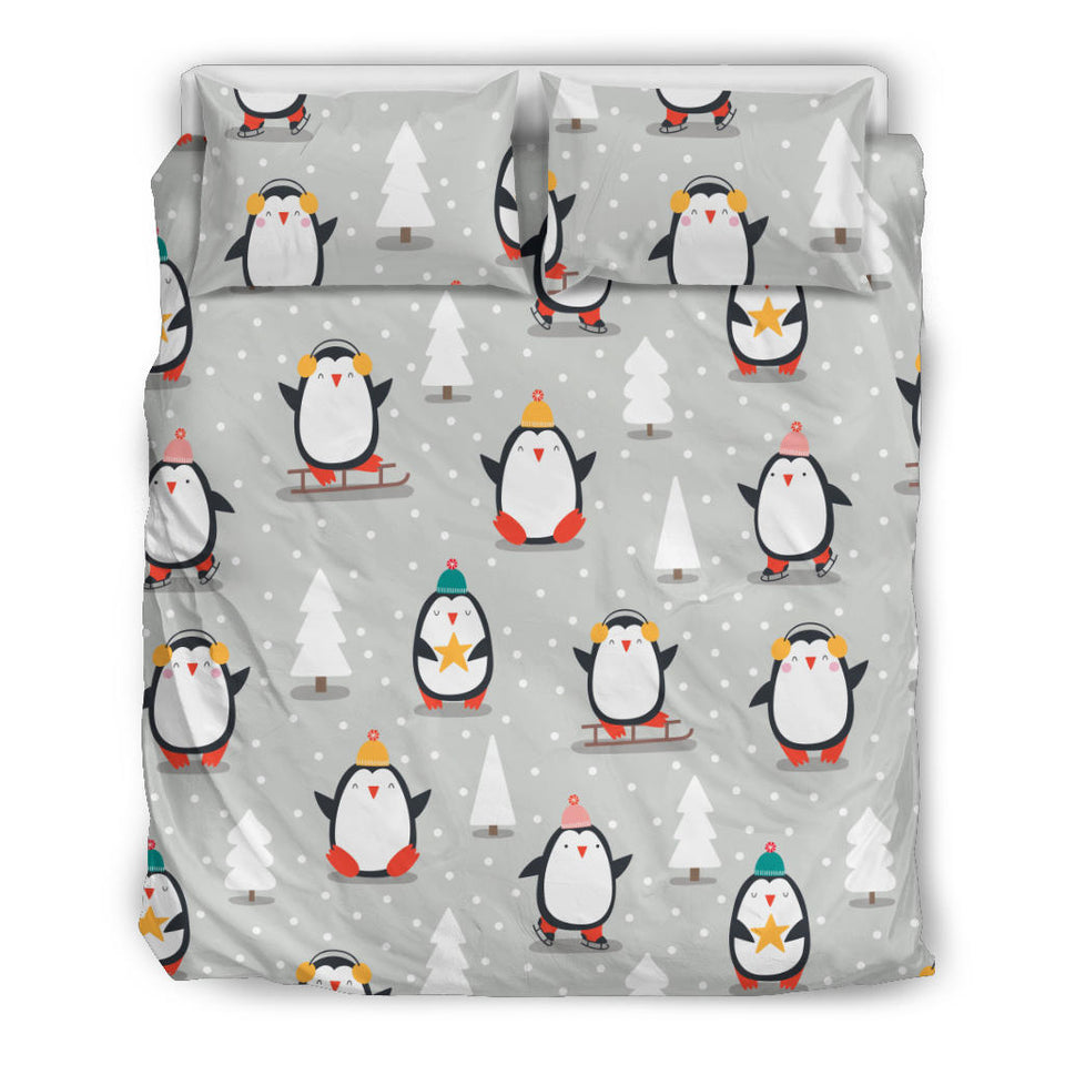Cute Penguin Christmas Pattern Bedding Set