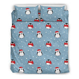 Cute Penguin Christmas Snow Pattern Bedding Set