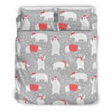 Cute Polar Bear Christmas Snow Pattern Bedding Set
