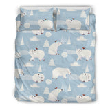 Cute Polar Bears Christmas Decoration Pattern Bedding Set.