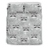 Cute Raccoons Leaves Dot Bedding Set