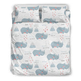 Cute Rhino Heart Pattern Bedding Set