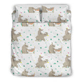 Cute Rhino Pattern Background Bedding Set