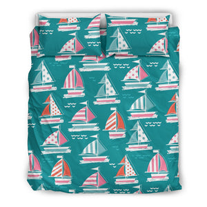 Cute Sailboat Pattern Bedding Set
