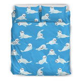 Cute Sea Lion Seal Pattern Background Bedding Set