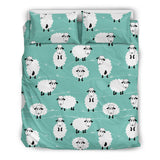 Cute Sheep Green Background Bedding Set