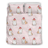 Cute Shiba Inu Dog Apple Pattern Bedding Set