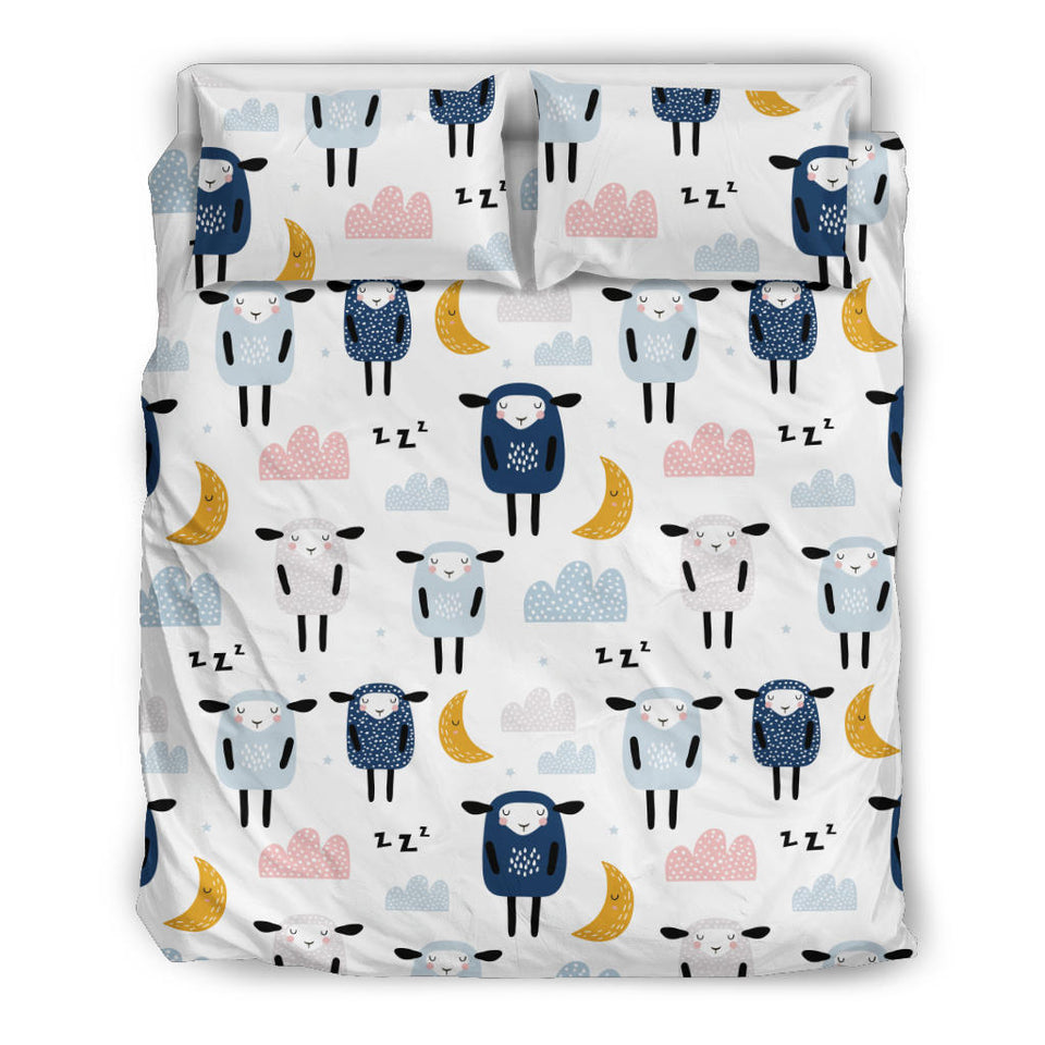 Cute Sleeping Sheep Moon Cloud Pattern Bedding Set