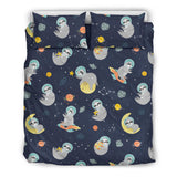 Cute Sloth Astronaut Star Planet Rocket Pattern Bedding Set