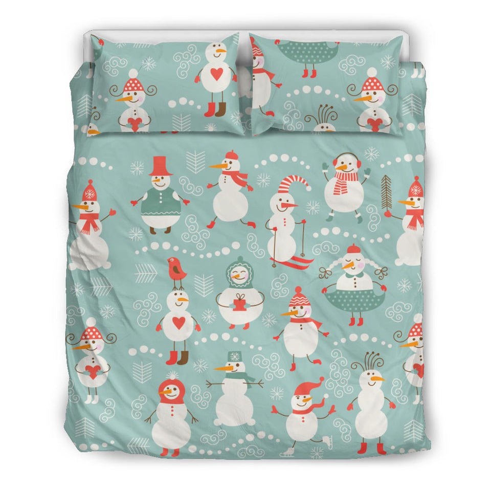 Cute Snowman Pattern Bedding Set