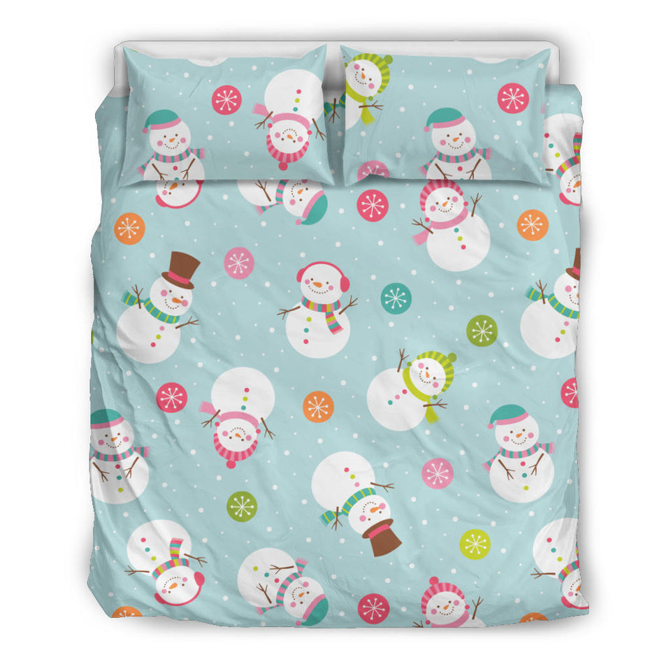 Cute Snowman Snowflake Pattern Bedding Set
